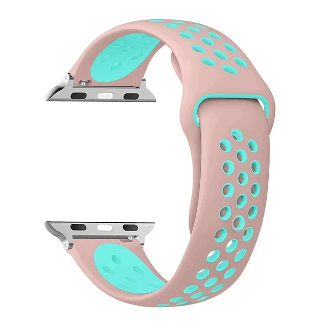 Atmungsaktives Silikon-Sportarmband kompatibel mit Smartwatch 38-49 mm
