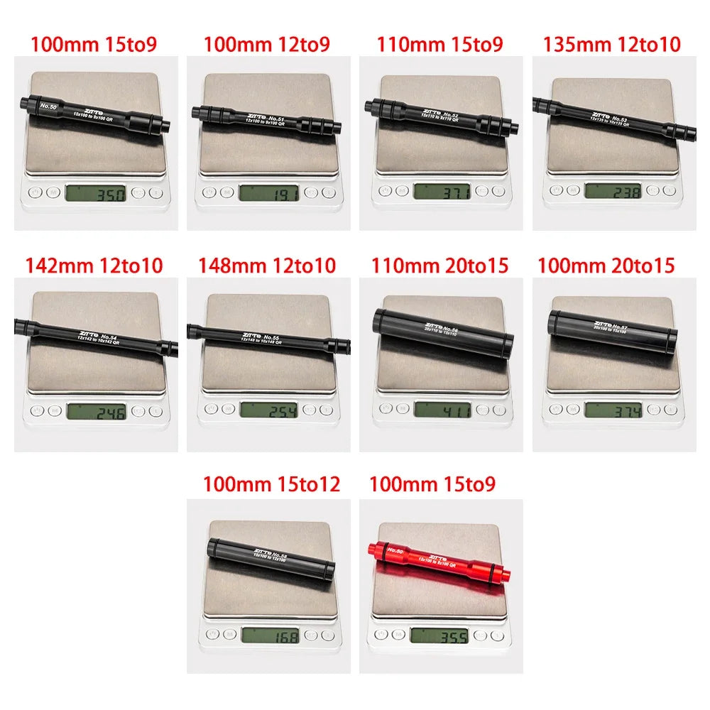MTB Fahrrad Naben Steckachsen Adapter: 15mm auf 9mm QR oder 15mm auf 12mm
