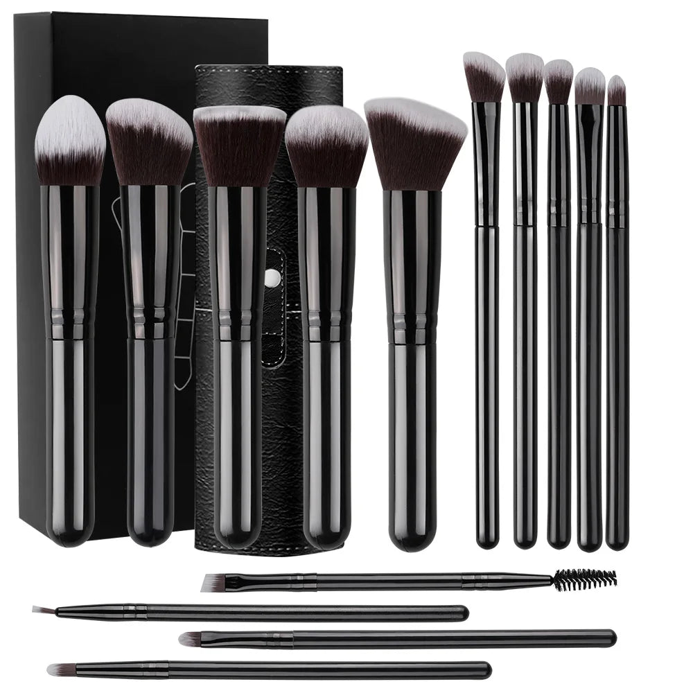 Vielseitiges 14-teiliges Make-Up Pinsel Set – weich, synthetisch - ergonomisch