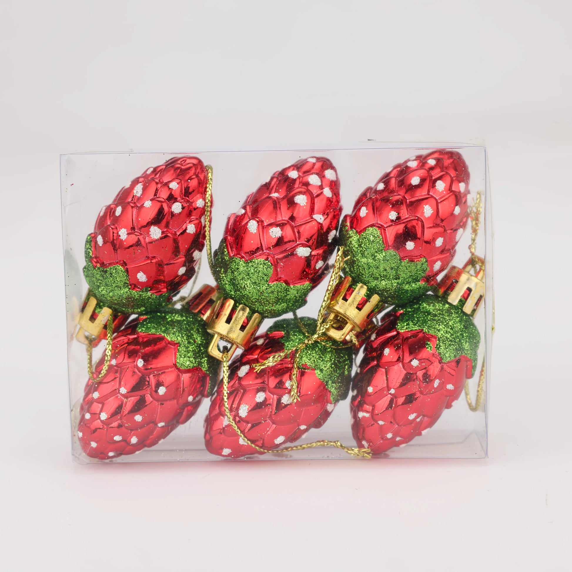 Dekorative rote Weihnachtsbaumanhaenger aus Kunststoff im 6er Set