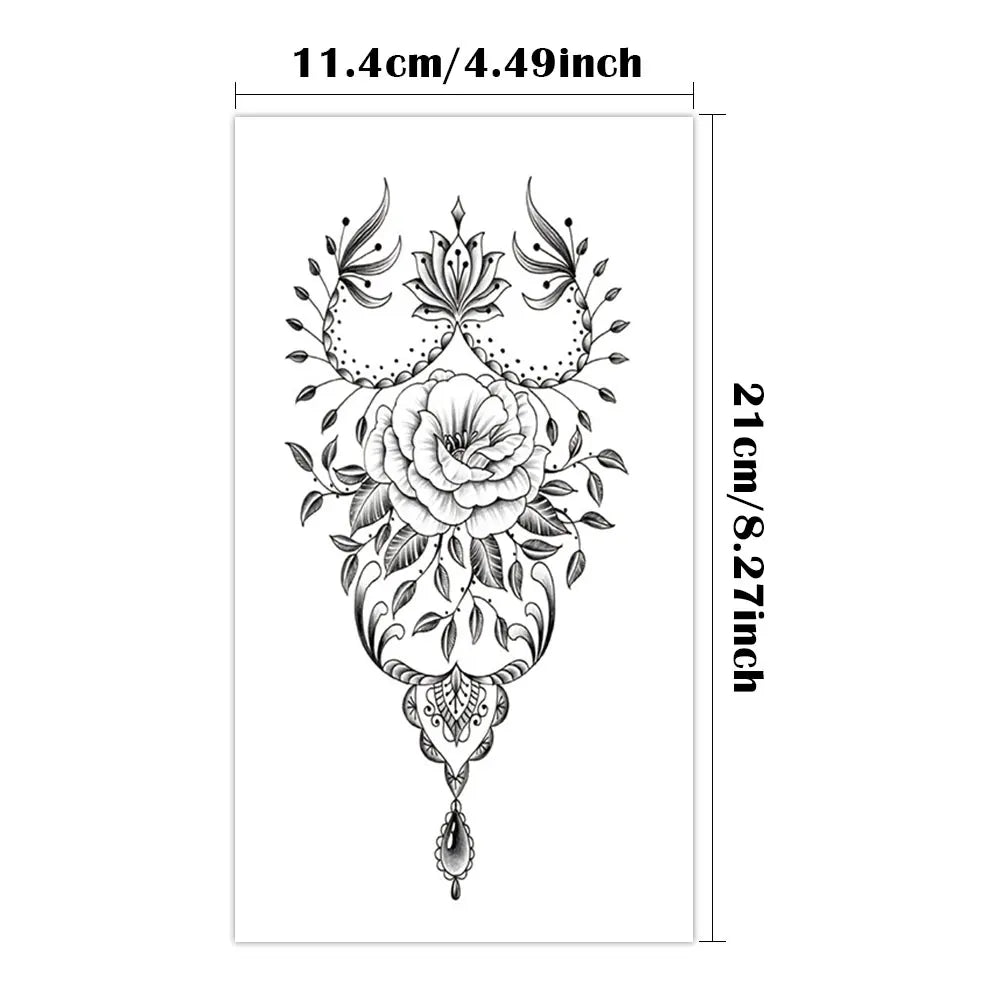 6 Wasserdichte Temporäre Tattoo Aufkleber Henna Mandala Blumen Arm