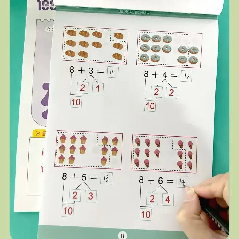Handgeschriebenes Mathematik-Übungsbuch für Kinder 0–20 Addition Subtraktion