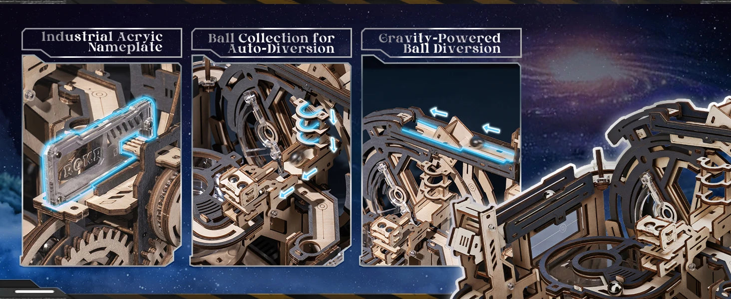 Elektrischer Marmor Lauf 3D Puzzle aus Holz mit Lichtfunktion-Yabubestshop