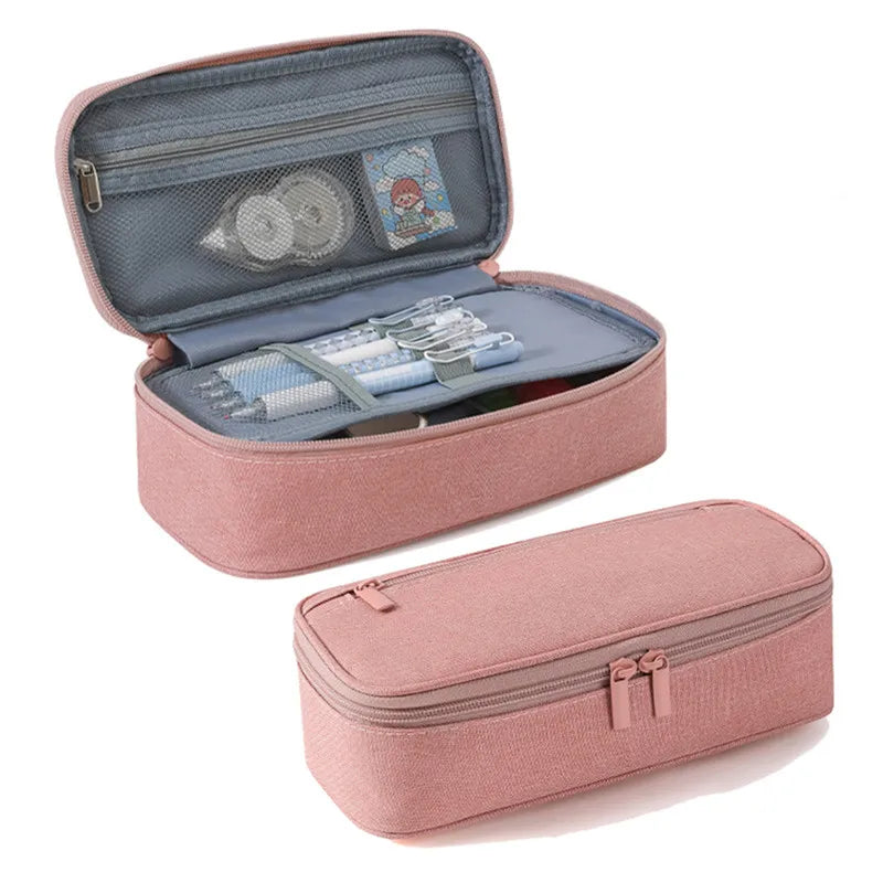 2-lagige Stift- und Kosmetikaufbewahrungstasche mit großer Kapazität
