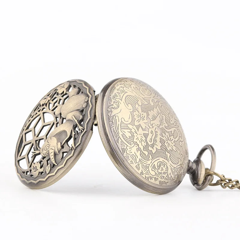 Gefrorene Schneemann Olaf Metall Quarz Taschenuhr Vintage Bronze