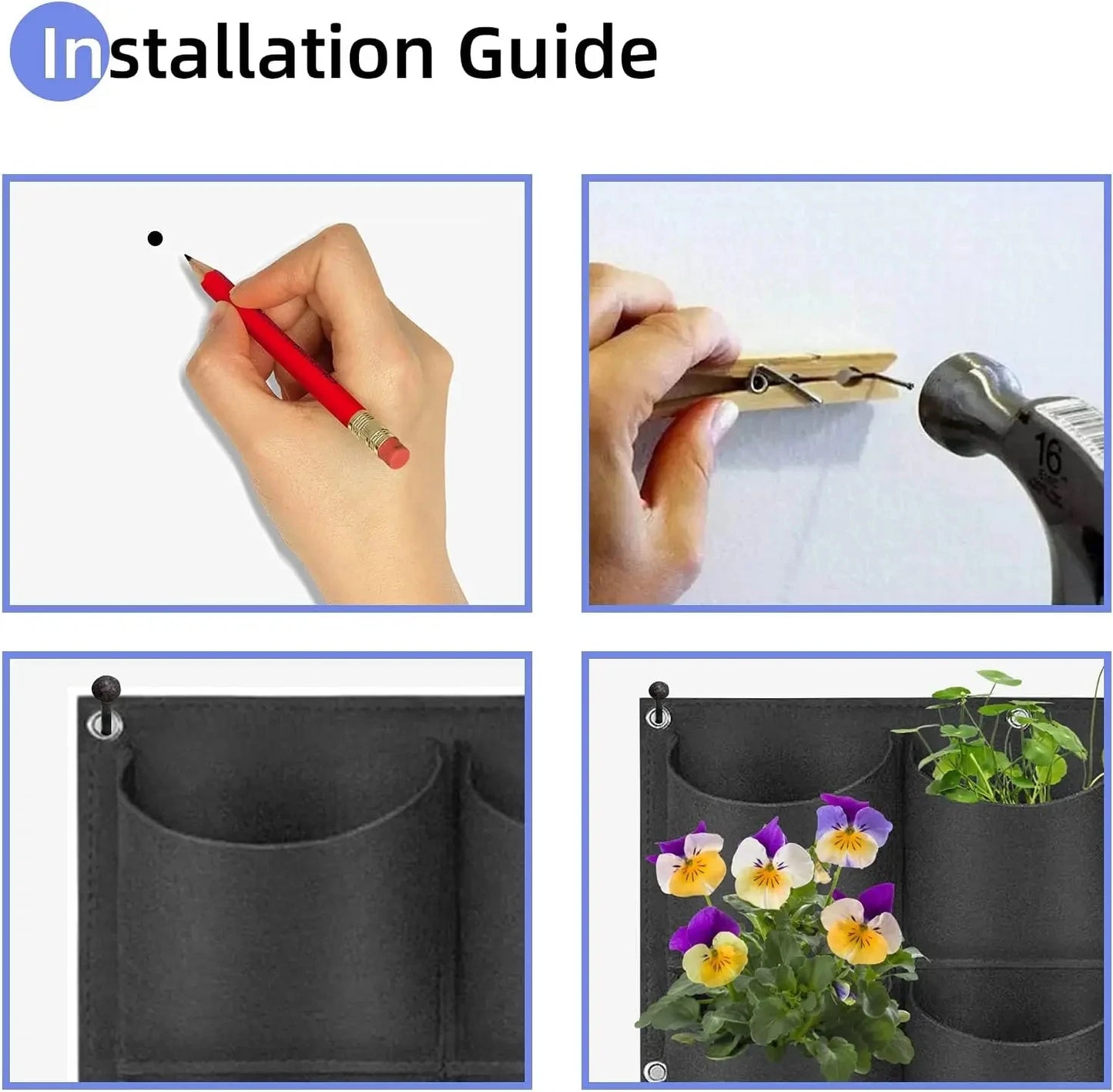 Vertikale Wand-Pflanztaschen Blumentopf für Haus und Garten