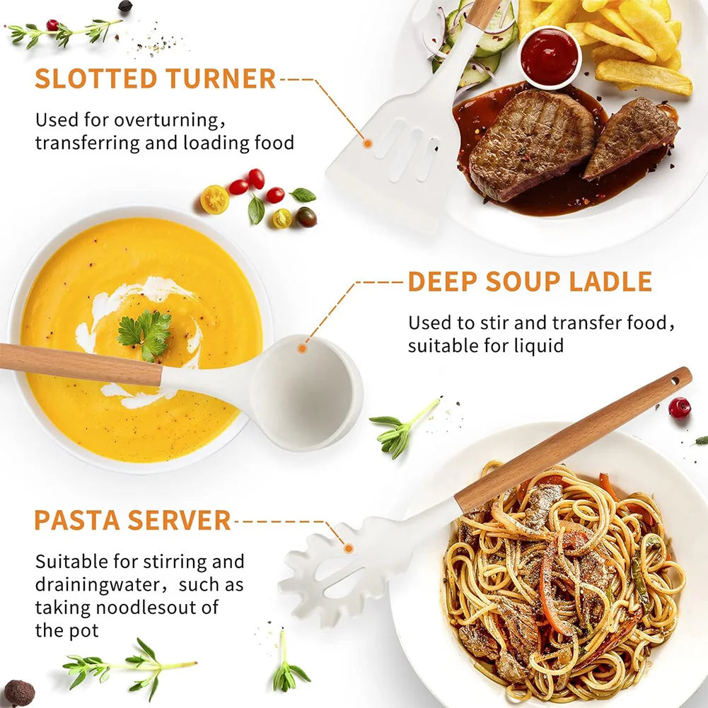 12-teiliges Silikon Küchenutensilien Set mit Halter für vielseitigen Küchenbedarf-Yabubest - Home & More