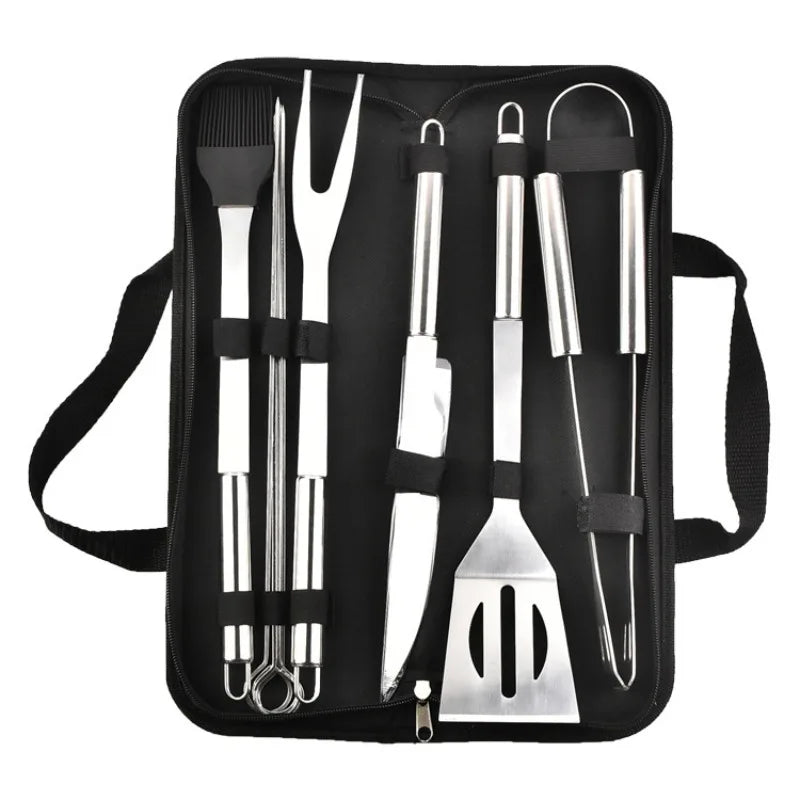 Robustes Edelstahl-Ofenset mit 9-12 Grillwerkzeugen - Tragetasche – Perfekt fürs Outdoor-Grillen
