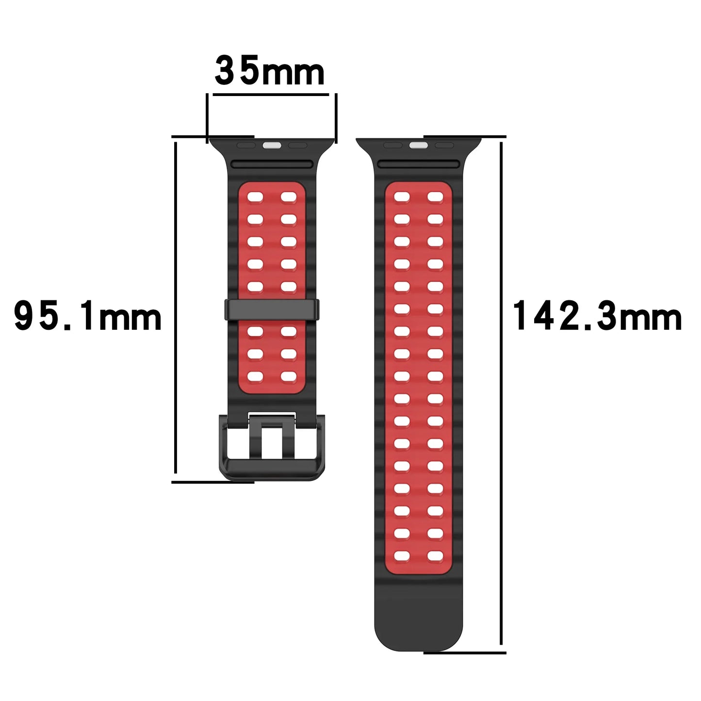 Zweifarbiges Silikonarmband 21cm Sportlich Leicht für Smartwatches