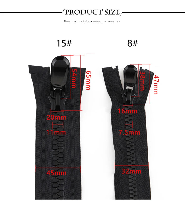 Harz-Reißverschluss offen 70–150 cm langer Doppelschieber Nähen-Yabubest - Home & More