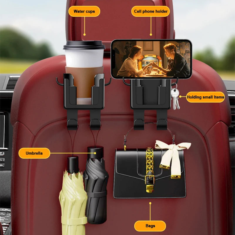 Universal Auto Getränkehalter mit 4 Haken und Telefonhalter