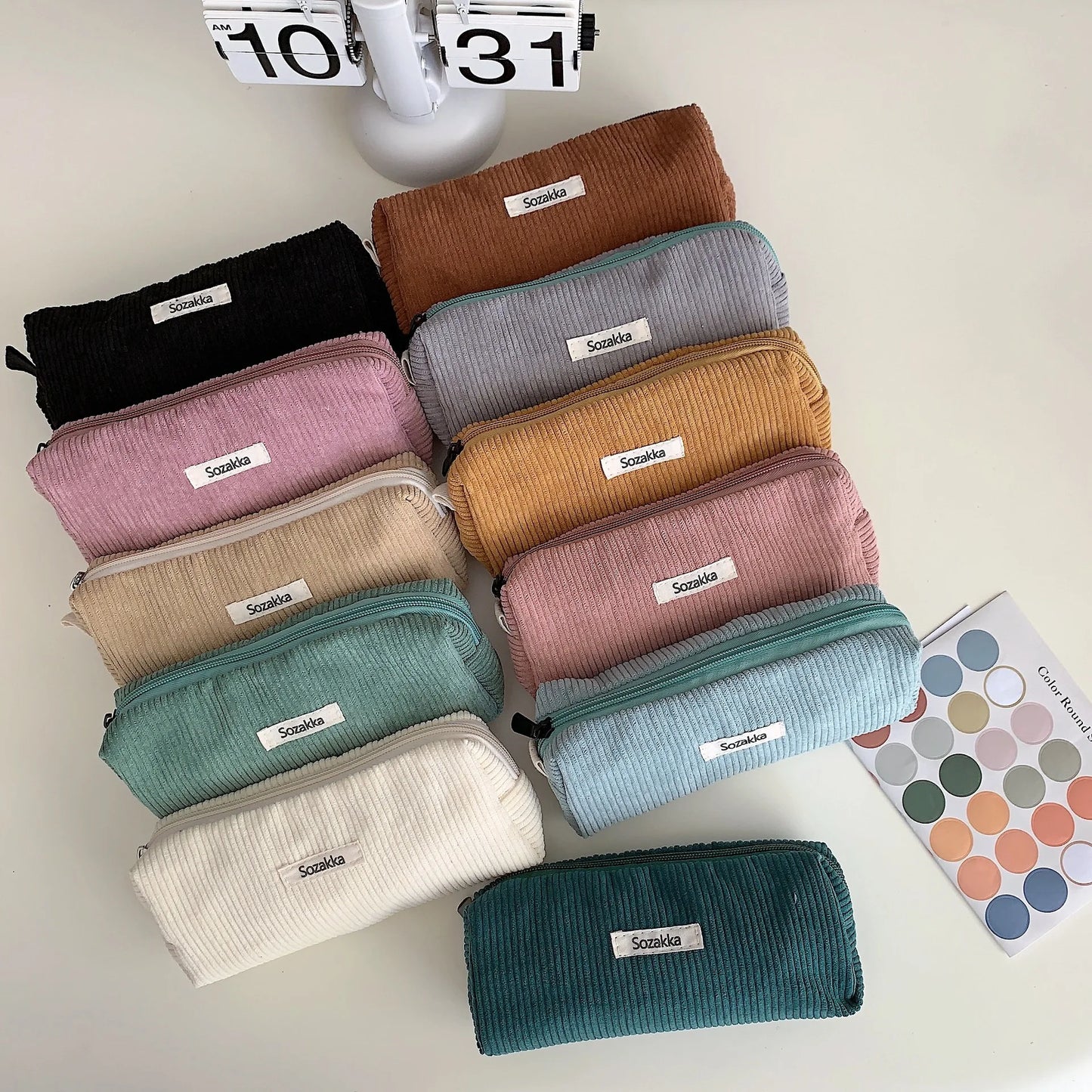 Retro Cord Kosmetik Federmäppchen Organizer Tasche für Reise und Alltag