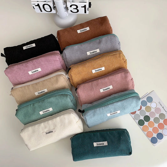 Retro Cord Kosmetik Federmäppchen Organizer Tasche für Reise und Alltag