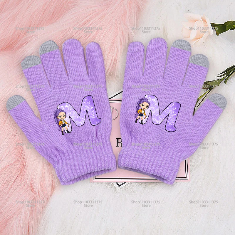 Modische Fünf Finger Handschuhe mit Anime Design und Touchscreen