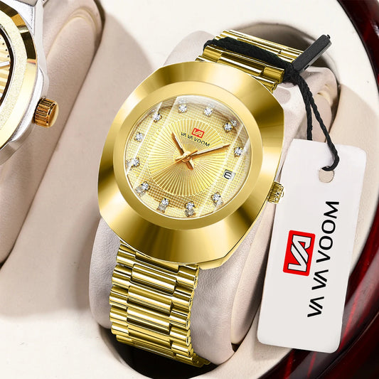 Herrenuhr Quarz Edelstahl Elegant Oval Wasserdicht Stoßfest