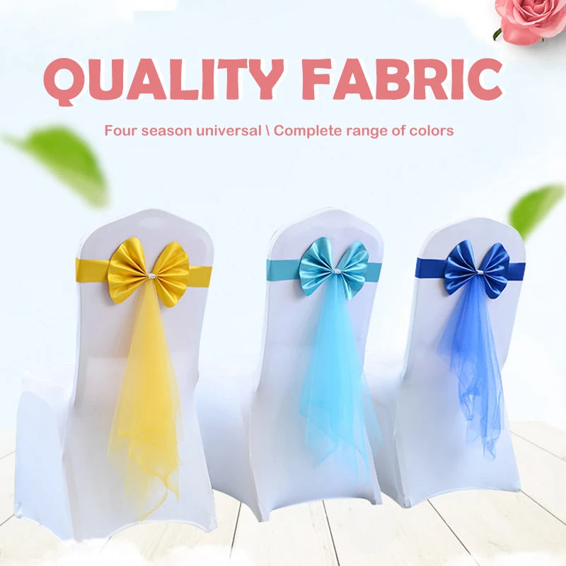 Stretch Stuhlschärpen aus Organza mit Schleifen für Events