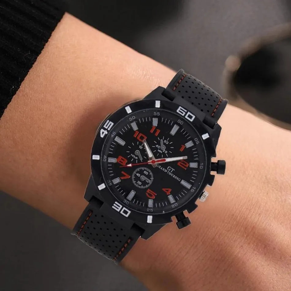 3 teiliges Herren Quarz Armbanduhr Set mit Silikonband