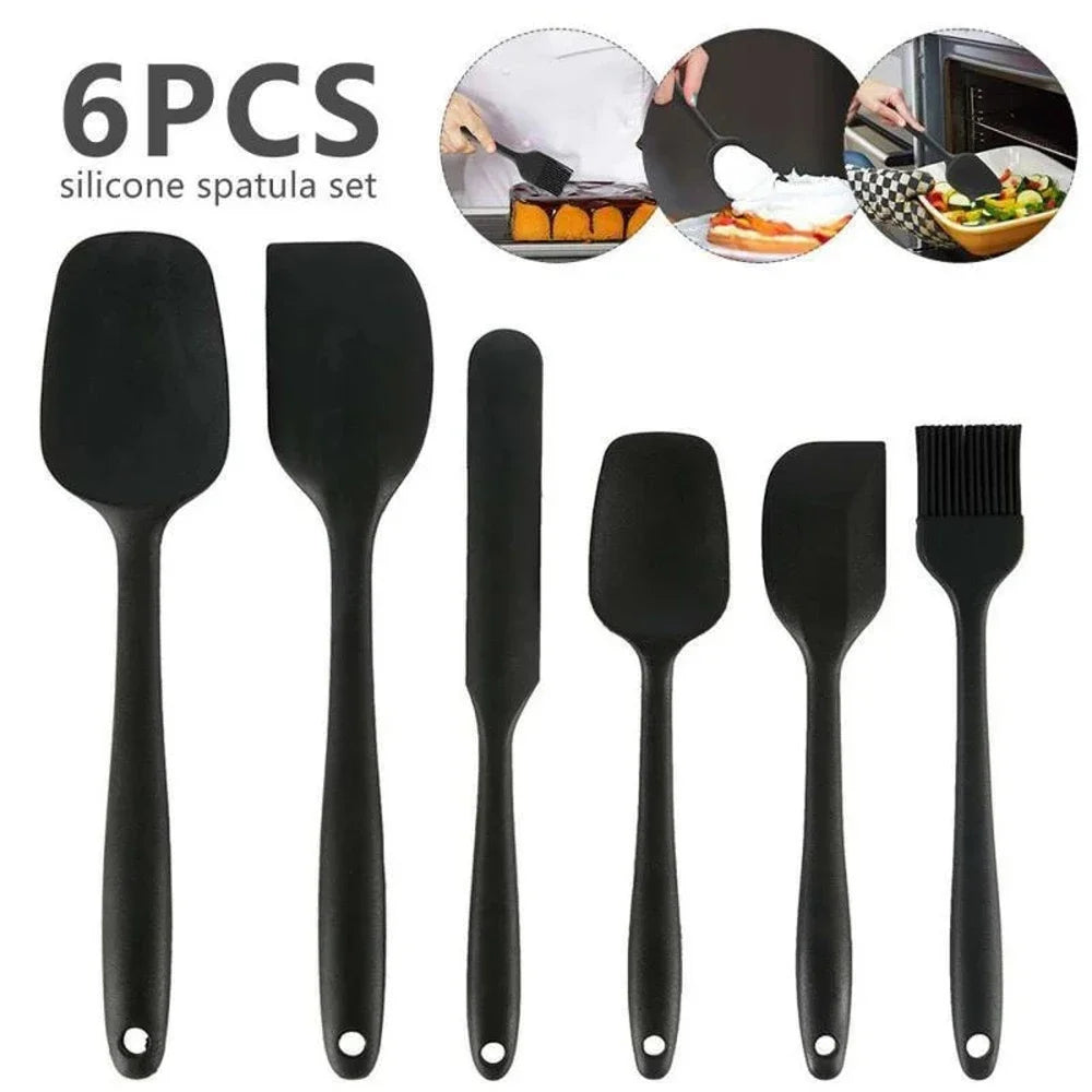 6-teiliges Silikon Spatel Set lebensmittelecht hitzebeständig zum Kochen und Backen-Yabubest - Home & More