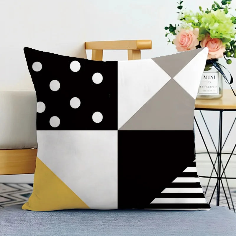 Geometrischer Kissenbezug Gelb Schwarz für Sofa und Wohnzimmer