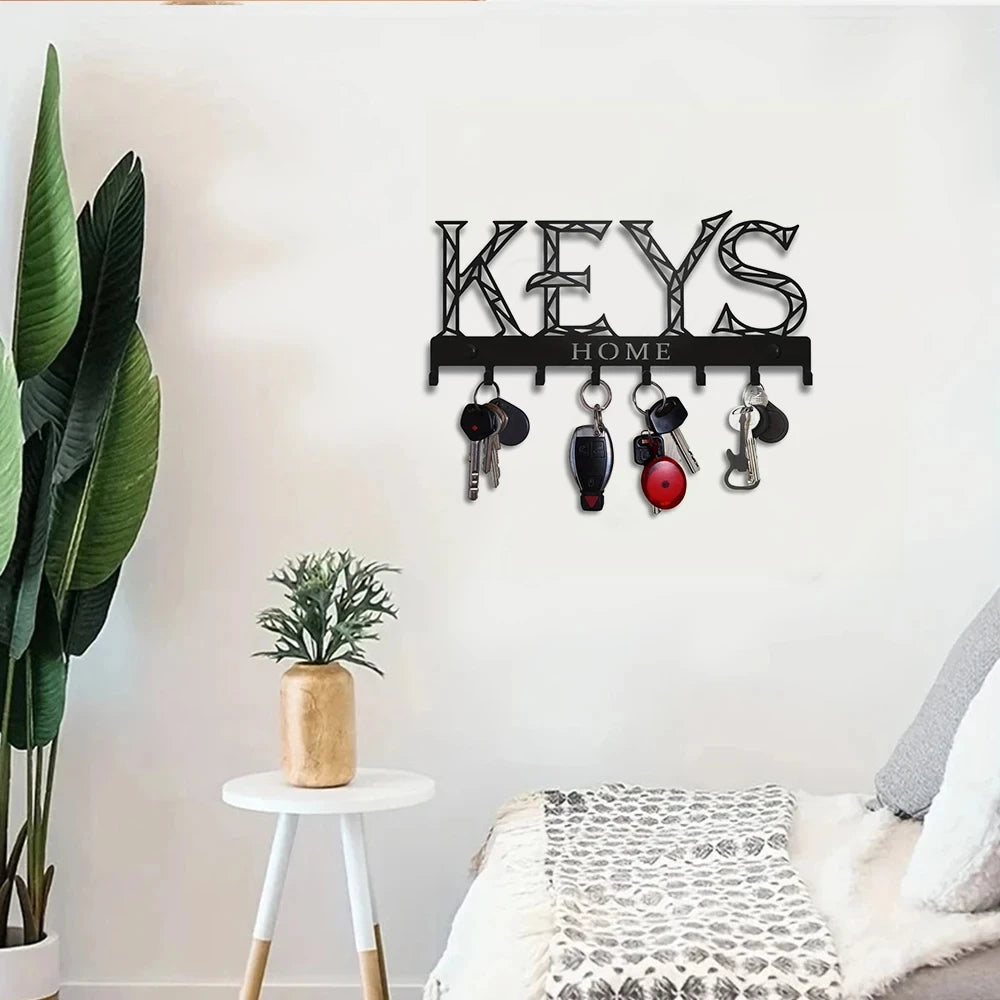 Metall Wandregal mit 8 Schlüsselhaken zur praktischen Aufbewahrung