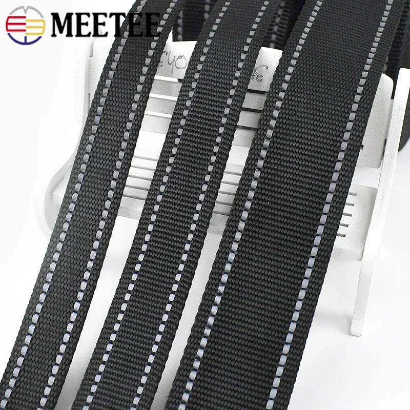 Reflektierendes Nylon Gurtband Meterware 15-38mm für Haustier Rucksack DIY