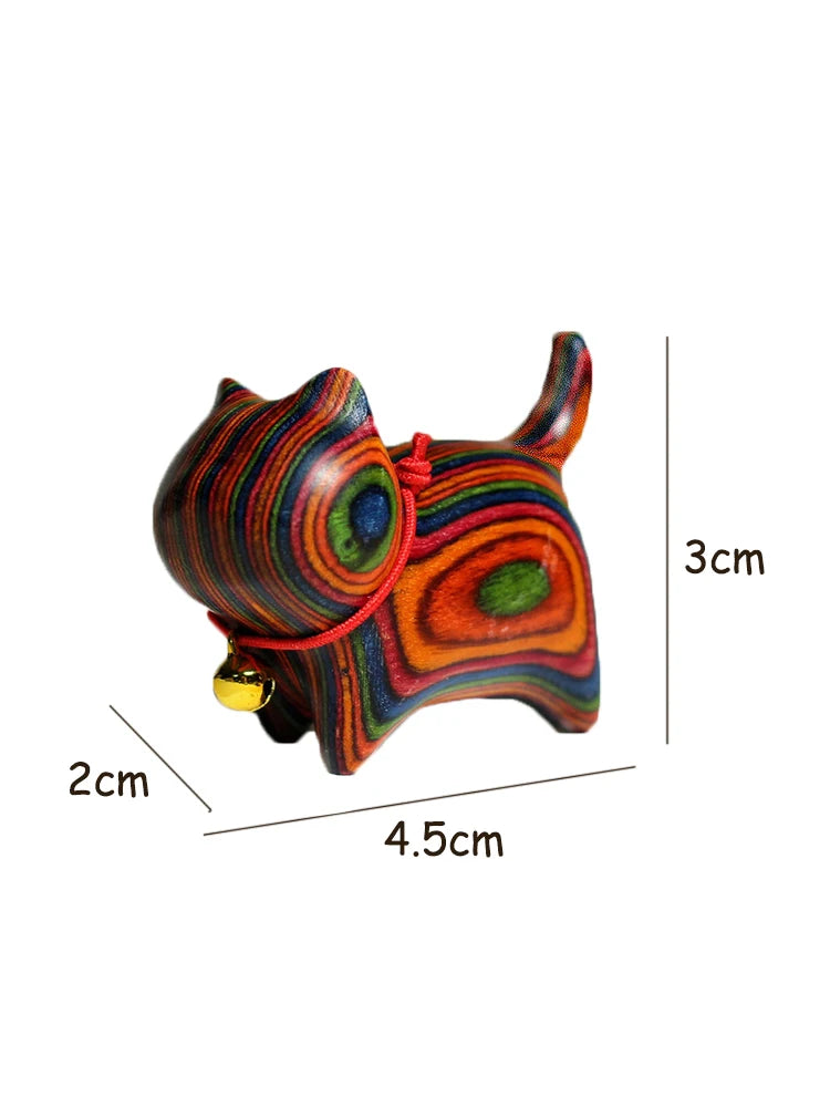 Handgeschnitzte Tierfiguren aus Naturholz – Katze & Hund Miniatur Deko