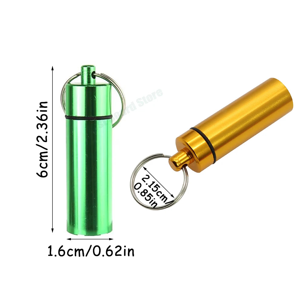 Wasserdichter Aluminium Pillenbehälter mit Schlüsselanhänger klein