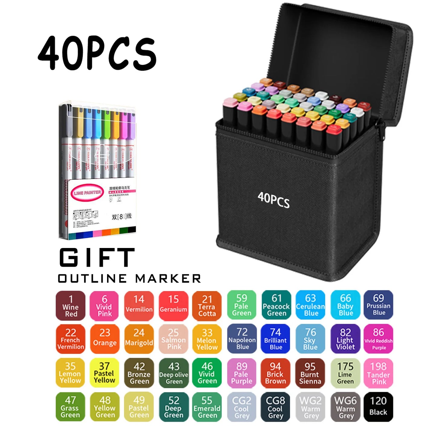 Doppelspitze Permanent Art Marker Set – 120 Farben für Zeichenkunst