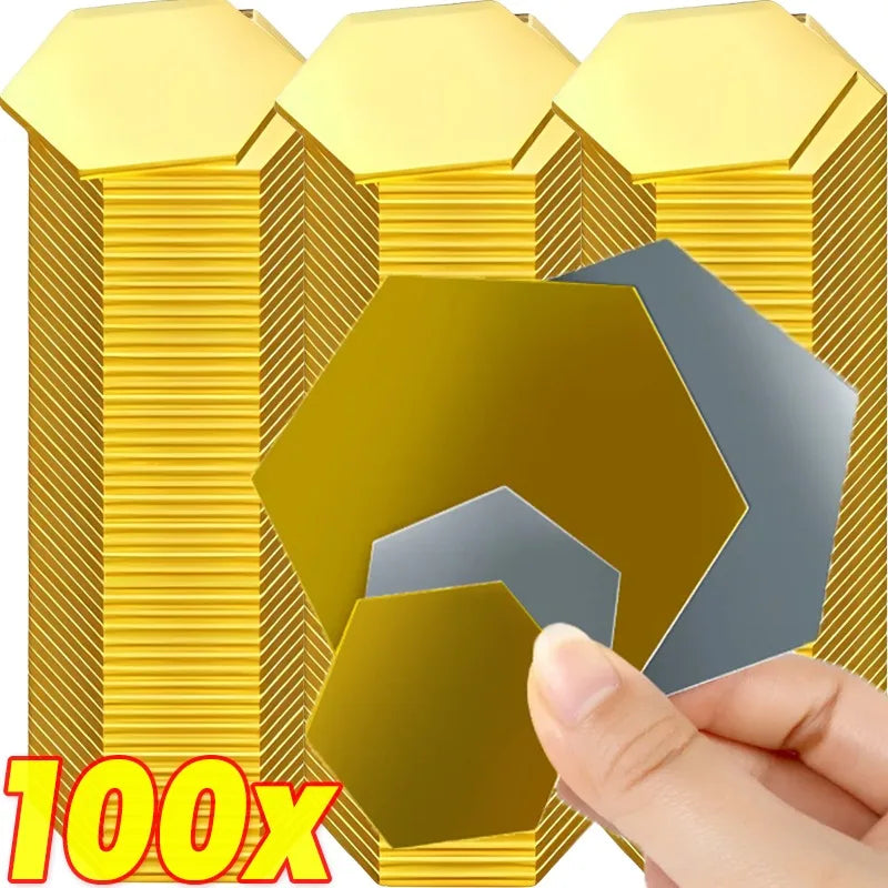 Sechseckige Acryl Spiegel Wandaufkleber selbstklebend abnehmbar