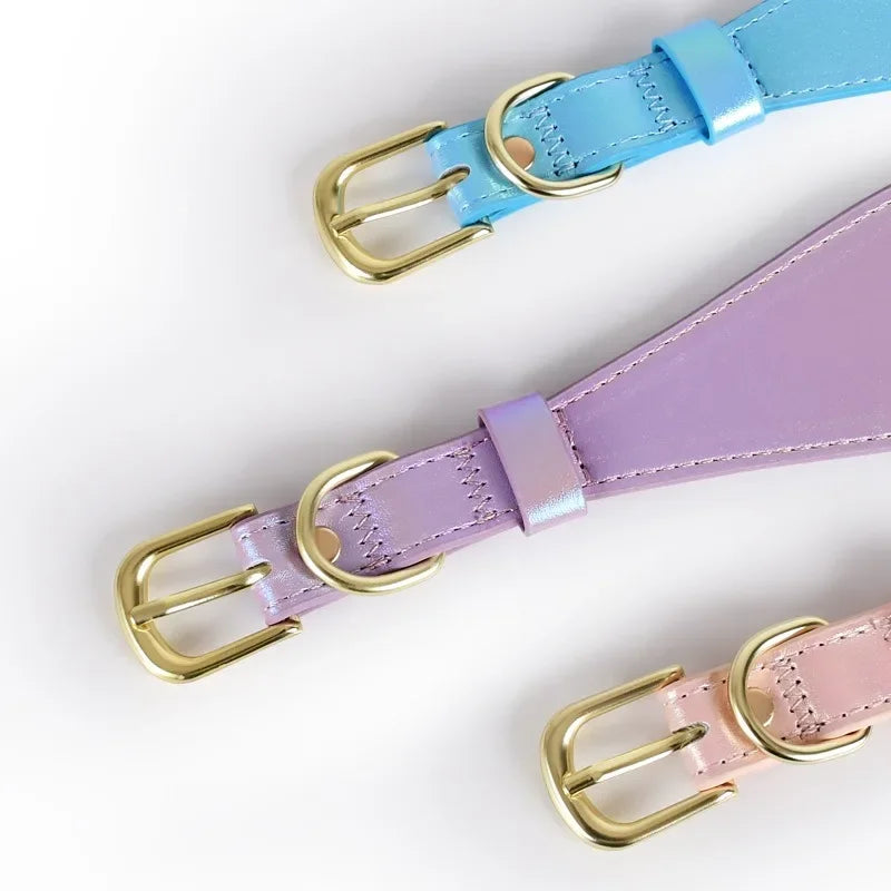 Verstellbares PU Hundehalsband mit reflektierendem weichem Leder für kleine Hunde