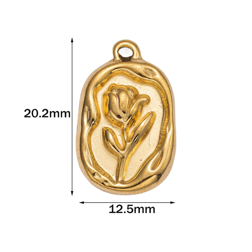 Goldfarbene Edelstahl Charms Rose Herz Meerjungfrau Design