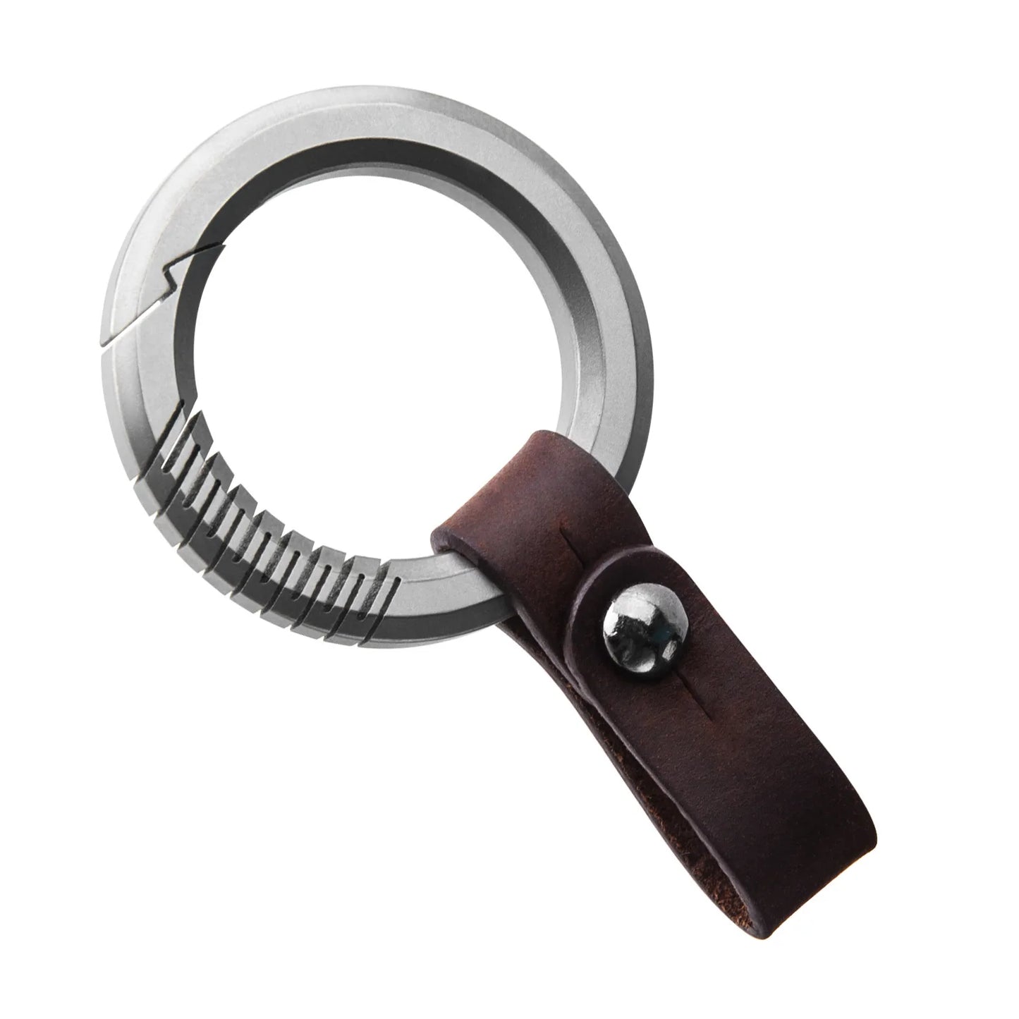 Schwarzer Titan Leder Schlüsselanhänger Herren leichtes EDC Geschenk