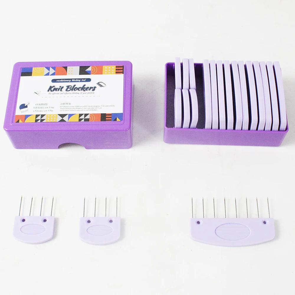 20-teiliges Edelstahl Strickblocker Set mit Kämmen und Nadeln für Stricken