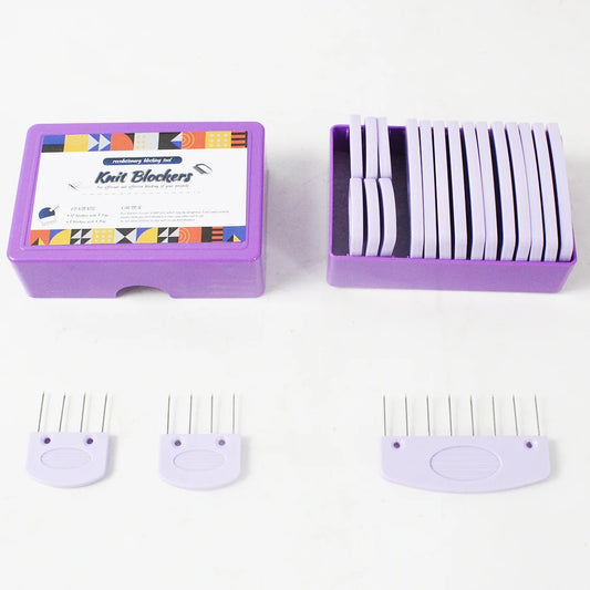 20-teiliges Edelstahl Strickblocker Set mit Kämmen und Nadeln für Stricken