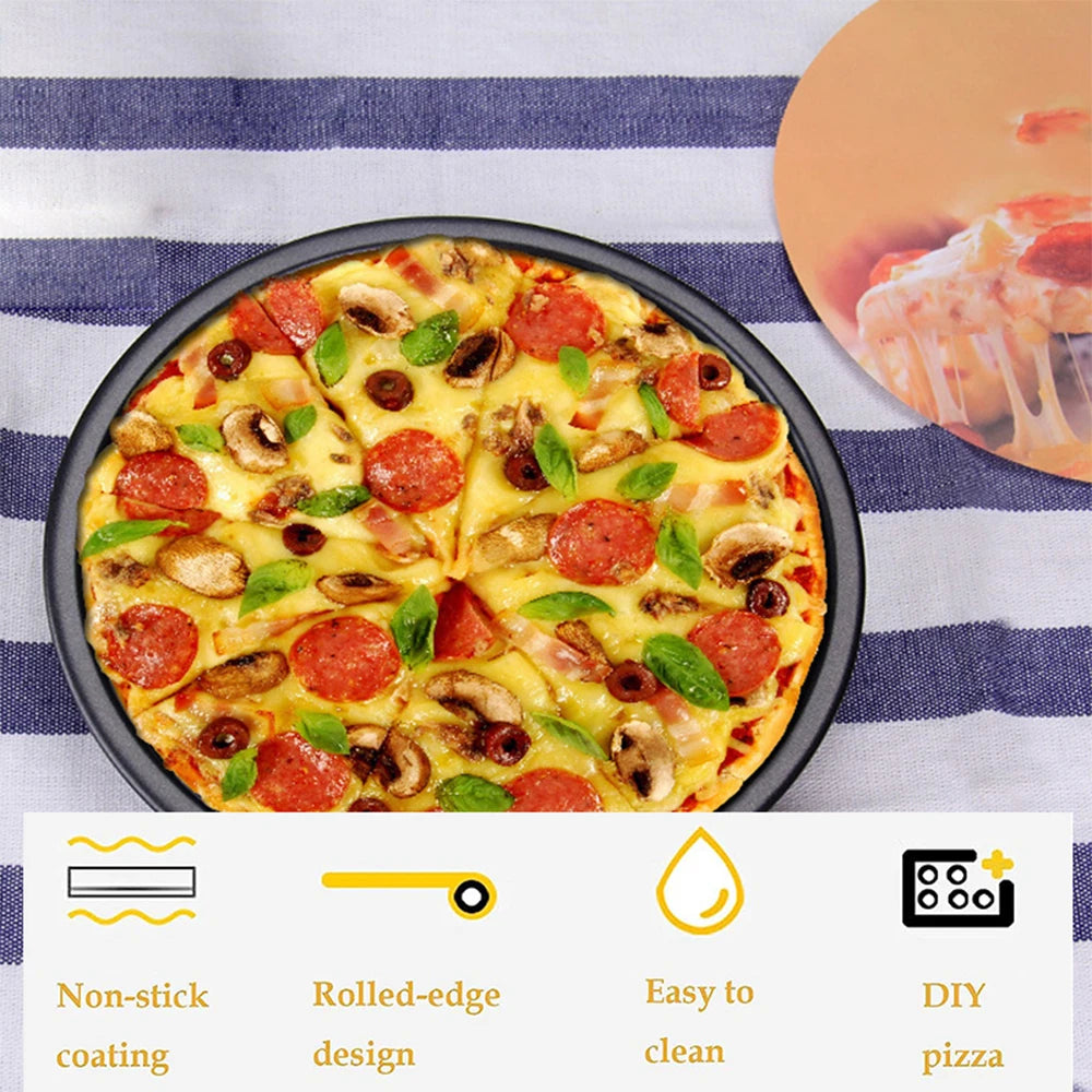 Knusprig - mühelos: Antihaft-Pizza Backform aus Kohlenstoffstahl 7-10 Zoll