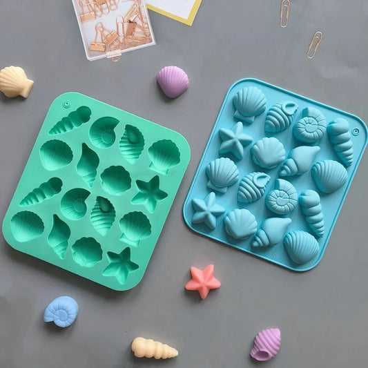 Silikonform 3D Muschel Meerestier 16 Mulden für Süßigkeiten und Kuchen