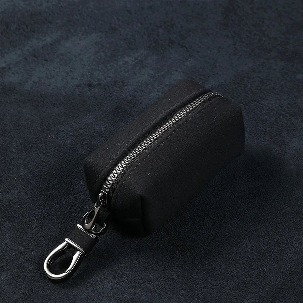 Unisex Wildleder Schlüsselmäppchen für Herren - Damen – Doppel Reißverschluss