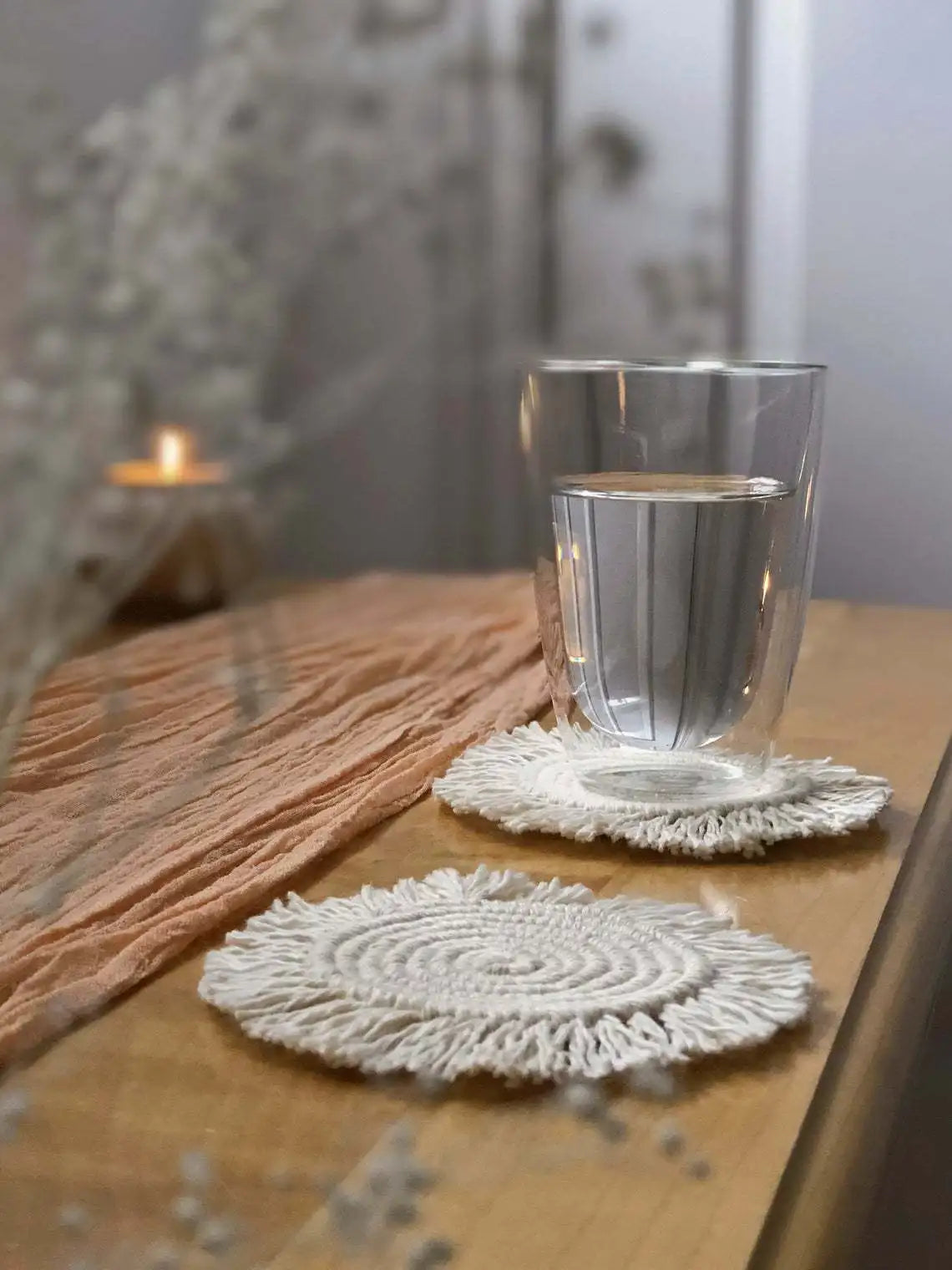 Makramee Tischsets Baumwolle Handgefertigt fuer Tassen Unterlagen