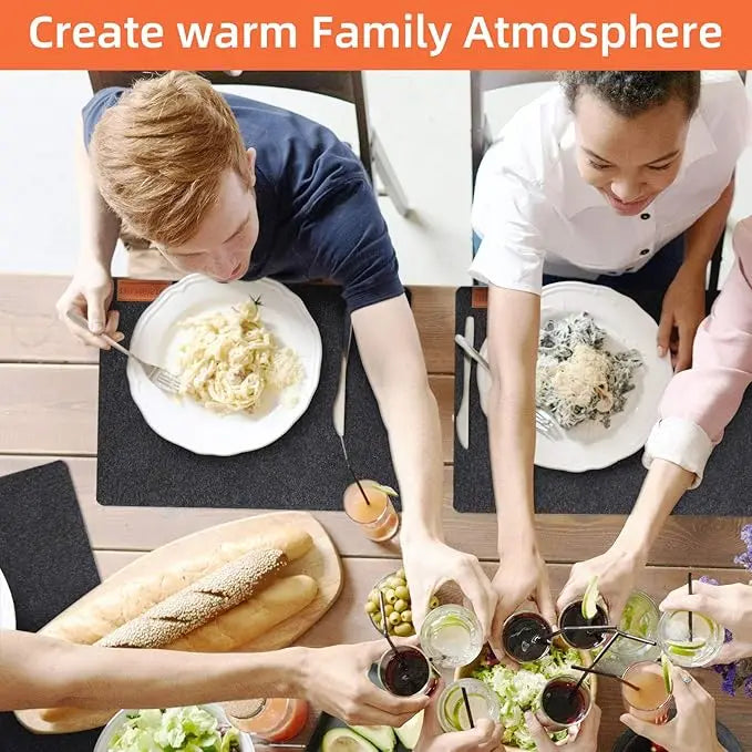 Hitzebeständige Filz Tischsets mit passenden Untersetzern