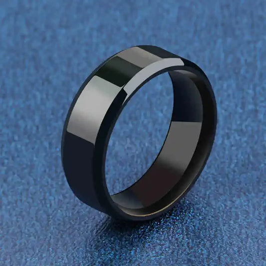 Schwarzer Edelstahl Ring 8mm Band für Hochzeit Verlobung Unisex