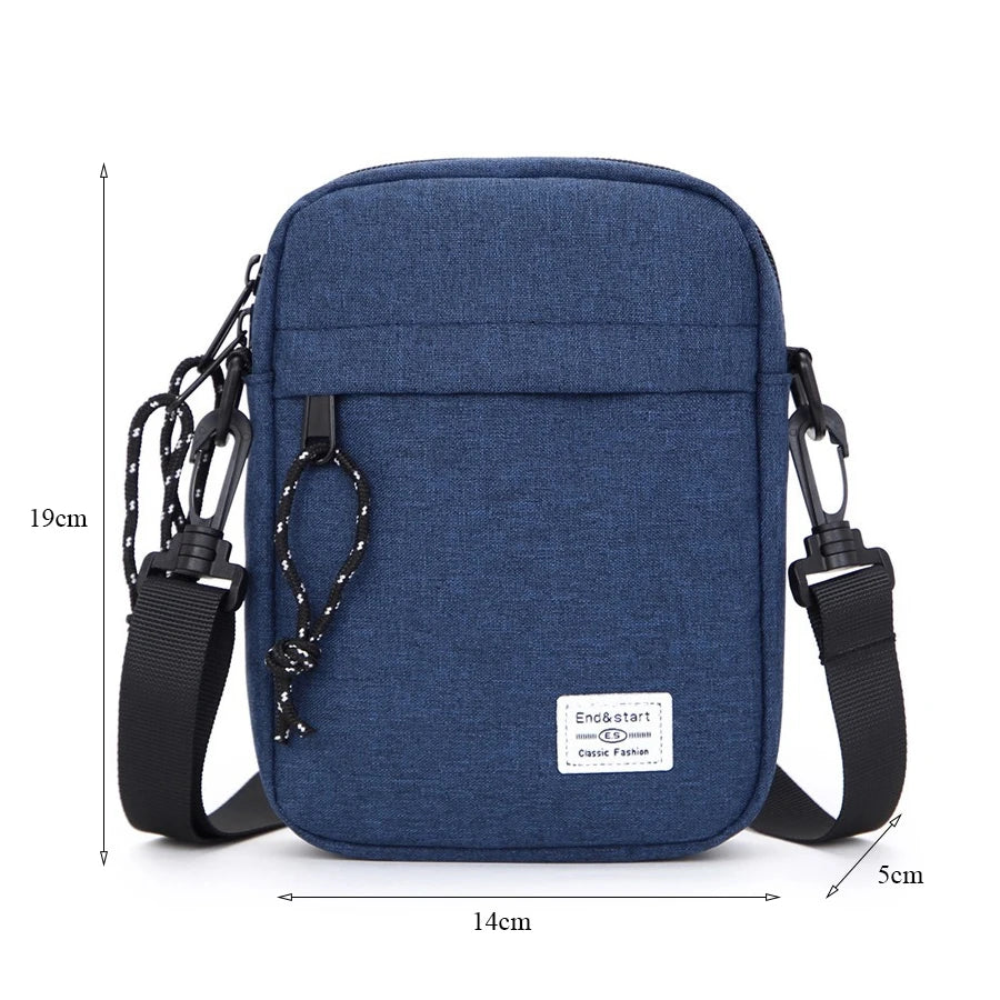 Mini Umhängetasche Nylon Schultertasche mit verstellbarem Gurt für Männer