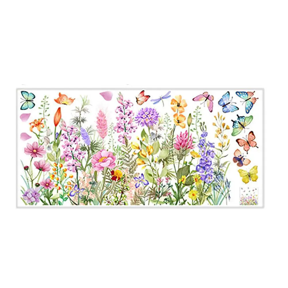 Bunte Schmetterling Blumen Fenstersticker Wiederverwendbar Wasserdicht Dekor