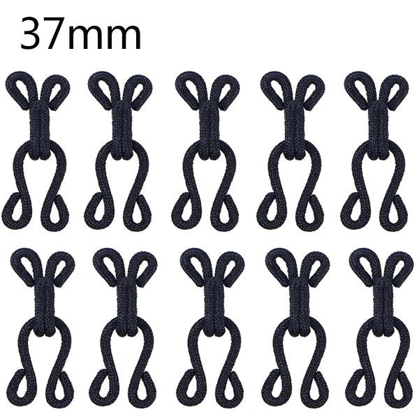 10er Set Haken Ösen Verschluss für Kleidung, Basteln, DIY 23-37mm