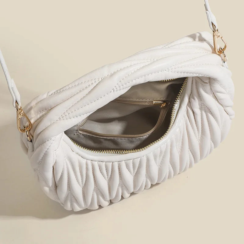 Modische Damen Umhängetasche in Unifarben mit kleiner Zusatztasche