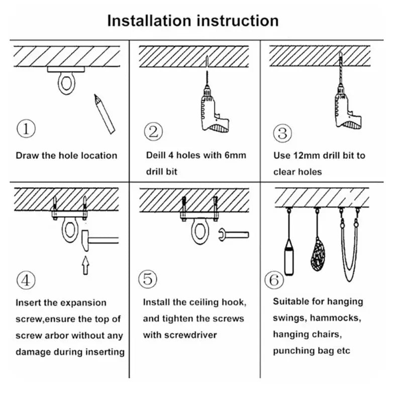 2er Set Edelstahl Haken Wand Deckenmontage Schaukelstuhlhalter sicher