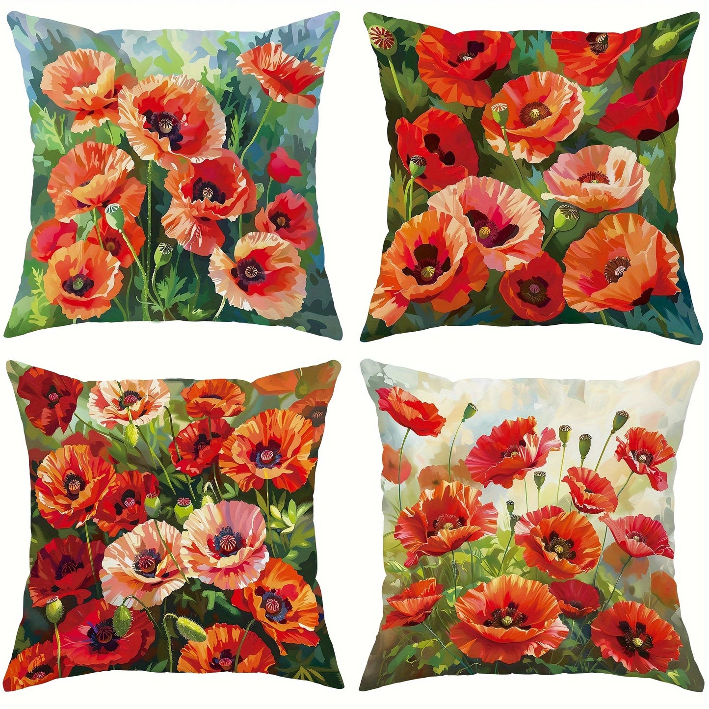Dekorative Mohnblumen Kissenbezüge für Sofa und Schlafzimmer