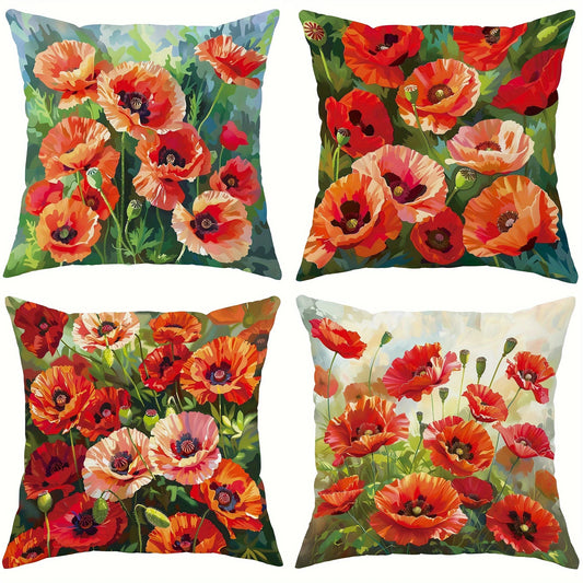 Dekorative Mohnblumen Kissenbezüge für Sofa und Schlafzimmer