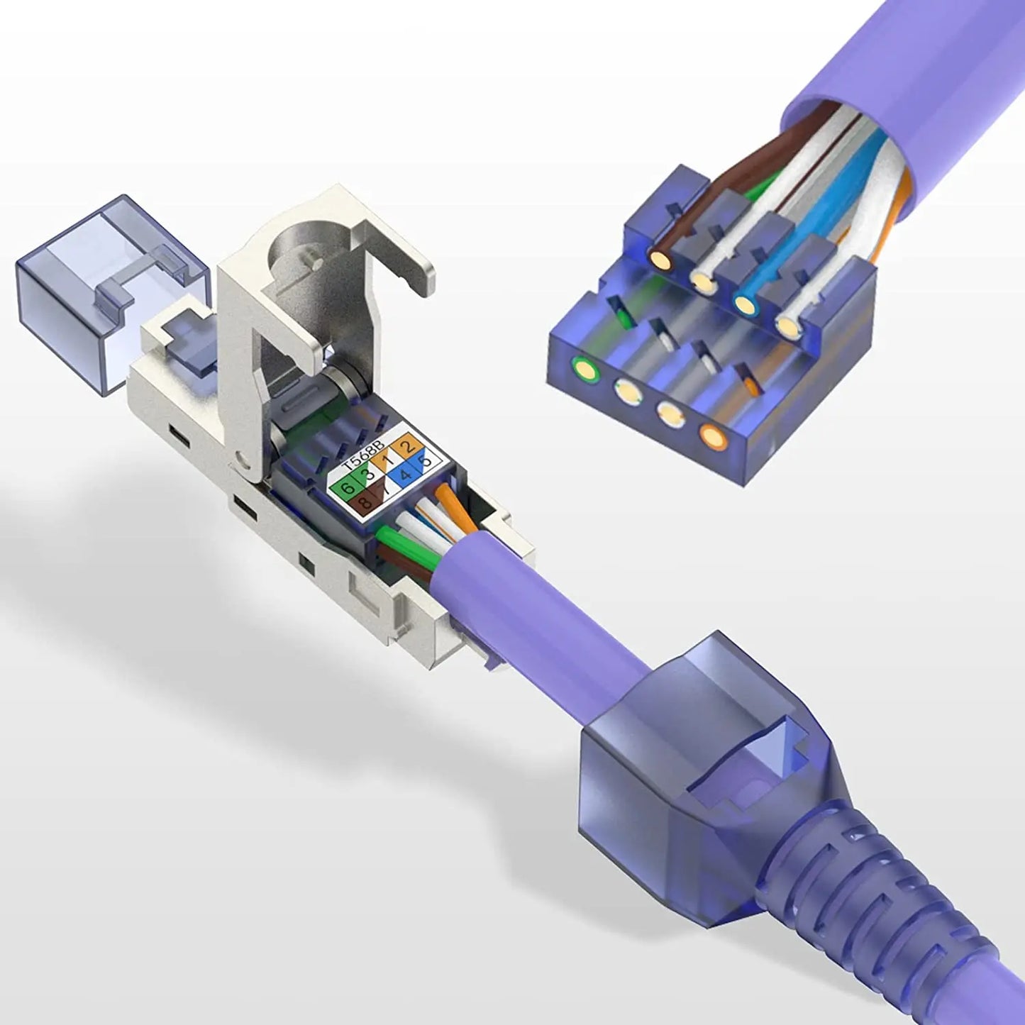 Werkzeugloser RJ45 CAT8 Cat7 Cat6A Stecker Wiederverwendbar Abgeschirmt