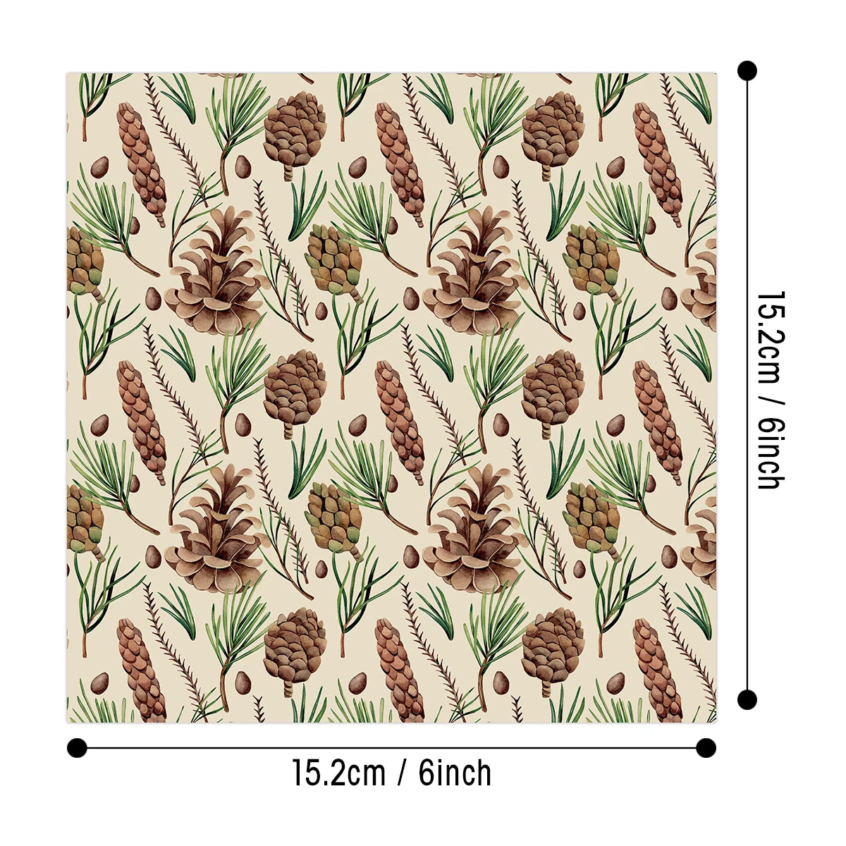 12 Stück Weihnachtsdekoratives Papier mit Holly, Beeren und Tannenzapfen