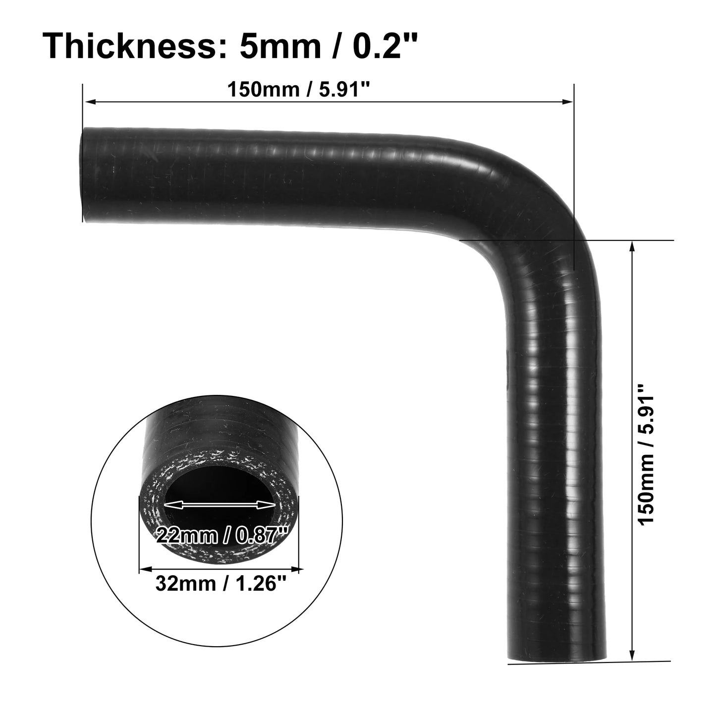 90 Grad Winkel Silikon Schlauchkupplung für Ladeluftkühler 150x150 mm